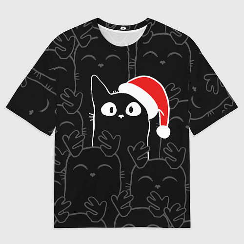 Мужская футболка оверсайз New year cats / 3D-принт – фото 1