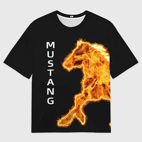 Мужская футболка оверсайз Mustang fire / 3D-принт – фото 1