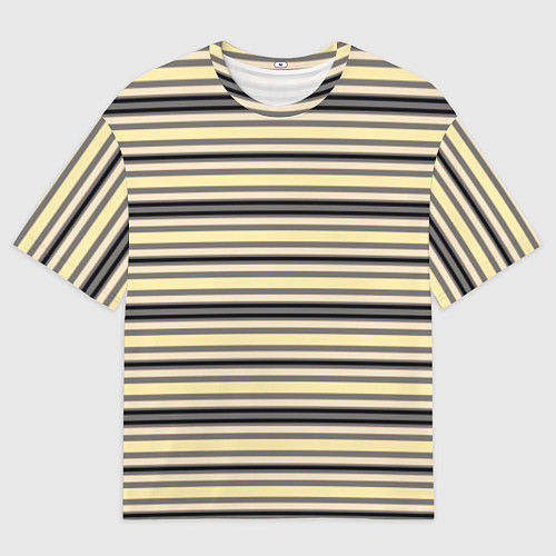 Мужская футболка оверсайз Полосатый жёлто-серый / 3D-принт – фото 1