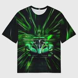 Футболка оверсайз мужская Зелёный болид Ф1, цвет: 3D-принт
