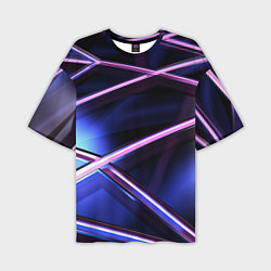 Мужская футболка оверсайз Фиолетовая геометрическая абстракция