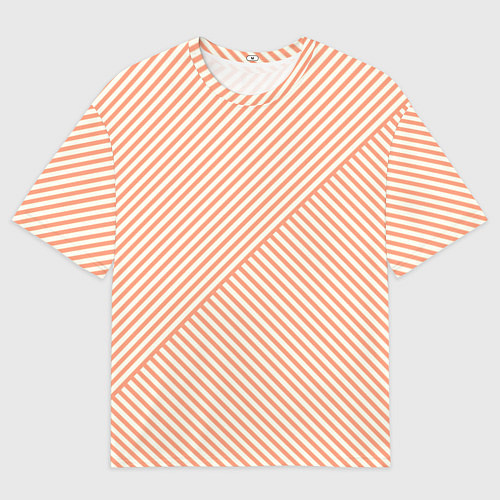 Мужская футболка оверсайз Полосы персиковый / 3D-принт – фото 1