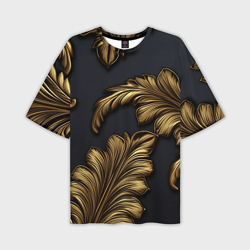Мужская футболка оверсайз Золотые узоры в виде листьев / 3D-принт – фото 1
