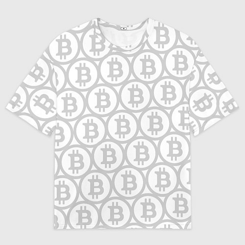 Мужская футболка оверсайз Биткоин патерн на белом фоне / 3D-принт – фото 1