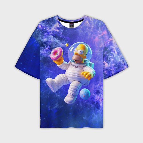 Мужская футболка оверсайз Homer Simpson is a brave astronaut / 3D-принт – фото 1