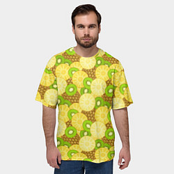 Футболка оверсайз мужская Фрукты - ананас и киви, цвет: 3D-принт — фото 2