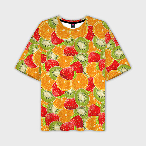 Мужская футболка оверсайз Сочные фрукты и ягоды / 3D-принт – фото 1