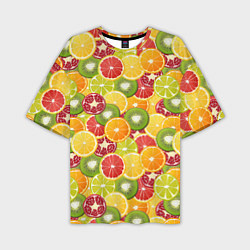 Мужская футболка оверсайз Фон с экзотическими фруктами