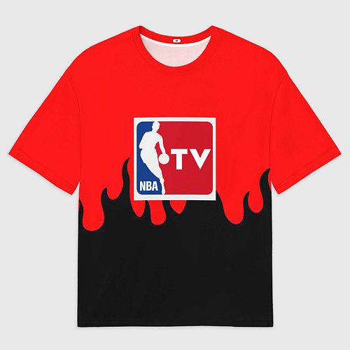Мужская футболка оверсайз NBA sport flame / 3D-принт – фото 1