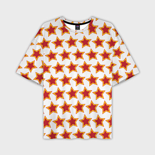 Мужская футболка оверсайз Красные звезды с контуром / 3D-принт – фото 1