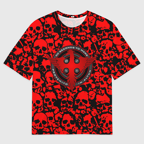 Мужская футболка оверсайз Thirty Seconds to Mars skull pattern / 3D-принт – фото 1