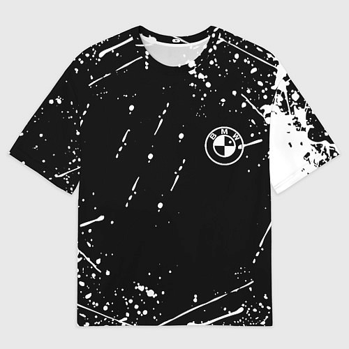 Мужская футболка оверсайз BMW белые краски про спорт / 3D-принт – фото 1