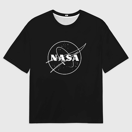 Мужская футболка оверсайз NASA белое лого / 3D-принт – фото 1