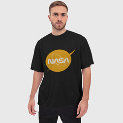 Футболка оверсайз мужская NASA yellow logo, цвет: 3D-принт — фото 2