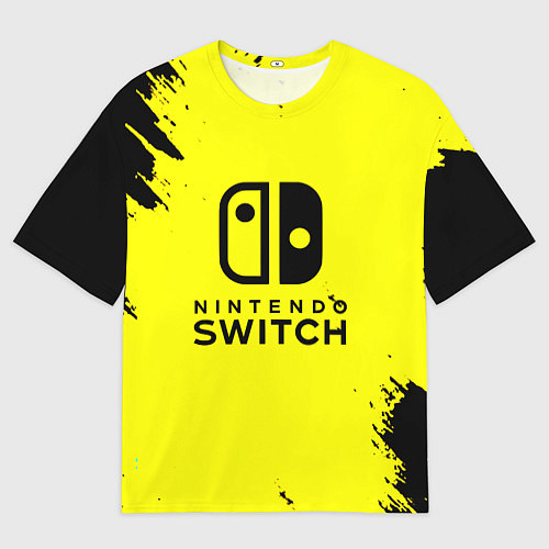 Мужская футболка оверсайз Nintendo switch краски на жёлтом / 3D-принт – фото 1