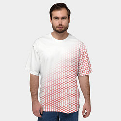 Футболка оверсайз мужская Красно-белый соты, цвет: 3D-принт — фото 2