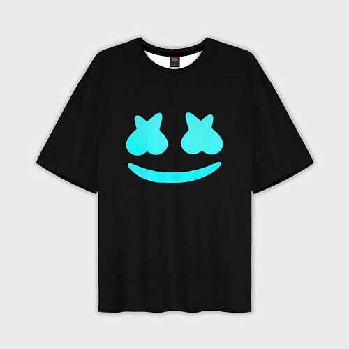 Мужская футболка оверсайз Маршмеллоу голубое лого / 3D-принт – фото 1