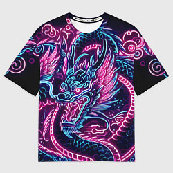 Футболка оверсайз мужская Neon Japanese dragon - irezumi, цвет: 3D-принт