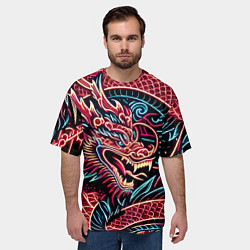 Футболка оверсайз мужская Татуха японского дракона - ирезуми, цвет: 3D-принт — фото 2