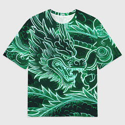 Футболка оверсайз мужская Неоновый дракон - ирезуми, цвет: 3D-принт