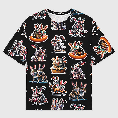 Мужская футболка оверсайз Кролики - Камасутра позы / 3D-принт – фото 1