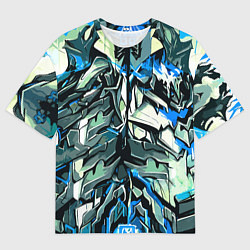 Мужская футболка оверсайз Синий камень на чёрном фоне