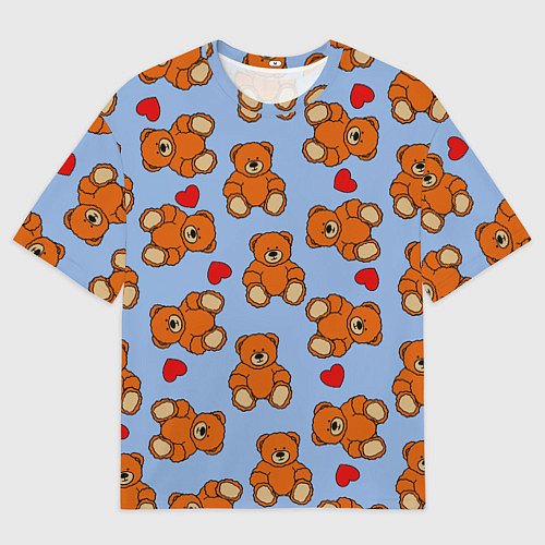 Мужская футболка оверсайз Игрушки мишки и сердца / 3D-принт – фото 1