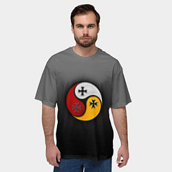 Футболка оверсайз мужская Три слезы бога на темном фоне, цвет: 3D-принт — фото 2