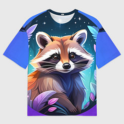 Мужская футболка оверсайз Енот мультяшный красочный