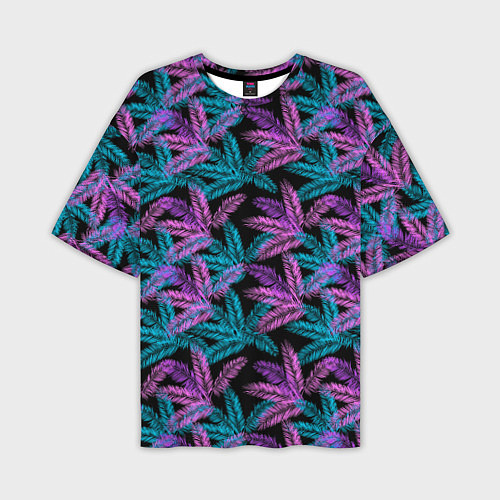 Мужская футболка оверсайз Тропические пальмовые листья / 3D-принт – фото 1
