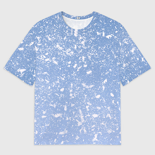 Мужская футболка оверсайз Белые хлопья на голубом фоне / 3D-принт – фото 1