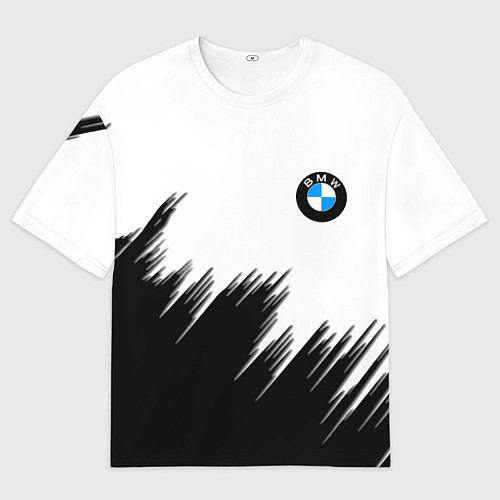 Мужская футболка оверсайз BMW чёрные штрихи текстура / 3D-принт – фото 1