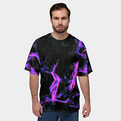 Футболка оверсайз мужская Неоновая текстура разрывы текстура, цвет: 3D-принт — фото 2