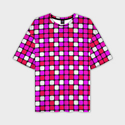 Футболка оверсайз мужская Розовые и белые квадраты, цвет: 3D-принт