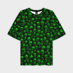 Футболка оверсайз мужская Зеленые черепа, цвет: 3D-принт