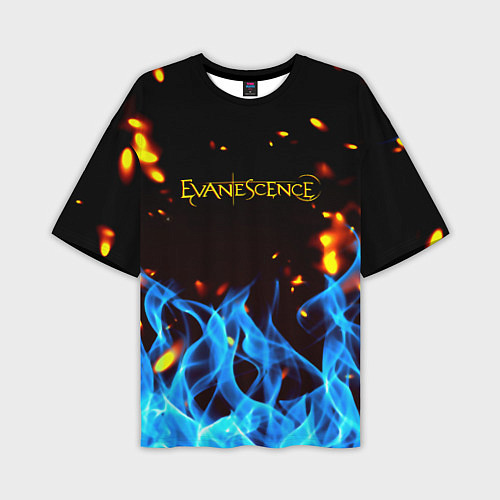 Мужская футболка оверсайз Evanescence огонь рок группа / 3D-принт – фото 1