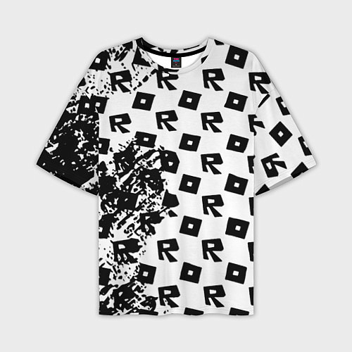 Мужская футболка оверсайз Roblox pattern game black / 3D-принт – фото 1