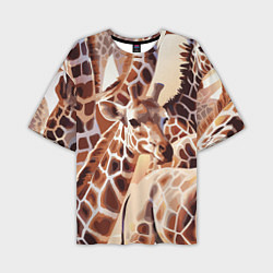 Мужская футболка оверсайз Жирафы - африканский паттерн