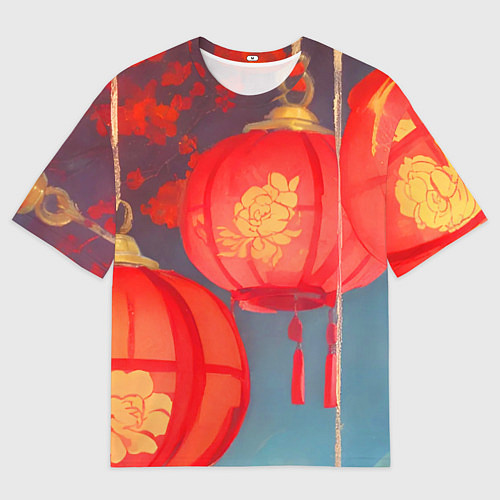 Мужская футболка оверсайз Яркий китайский новый год / 3D-принт – фото 1
