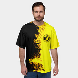 Футболка оверсайз мужская Borussia fc sport краски, цвет: 3D-принт — фото 2