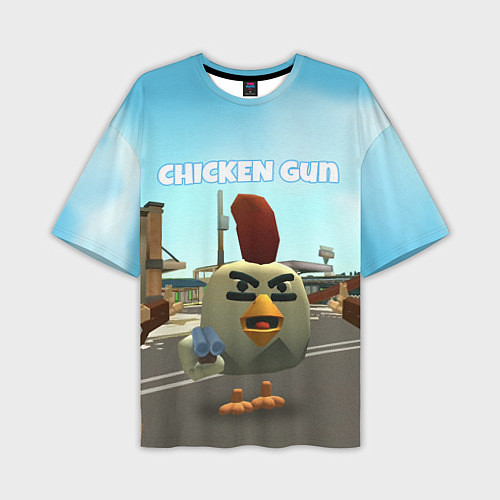 Мужская футболка оверсайз Chicken Gun - shooter / 3D-принт – фото 1