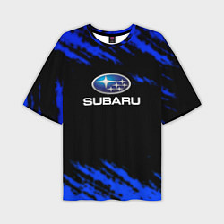 Мужская футболка оверсайз Subaru текстура авто