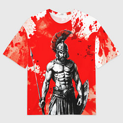 Мужская футболка оверсайз Спартак победитель крупно - красные брызги крови