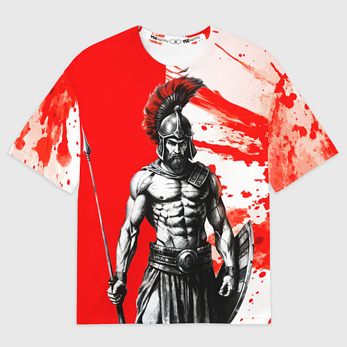 Мужская футболка оверсайз Гладиатор Спартак красно белые / 3D-принт – фото 1