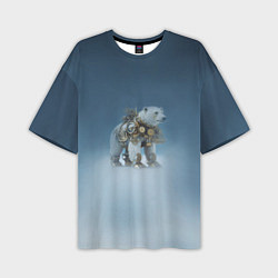 Мужская футболка оверсайз Белый северный медведь в стиле стимпанк