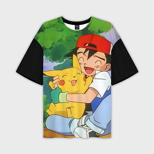 Мужская футболка оверсайз Pokemon - энергия в объятиях / 3D-принт – фото 1