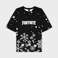 Футболка оверсайз мужская Fortnite новый год паттерн, цвет: 3D-принт