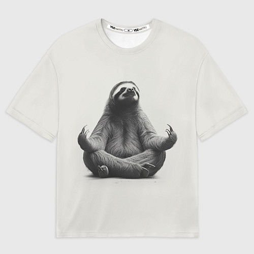 Мужская футболка оверсайз Ленивиц в позе лотоса / 3D-принт – фото 1