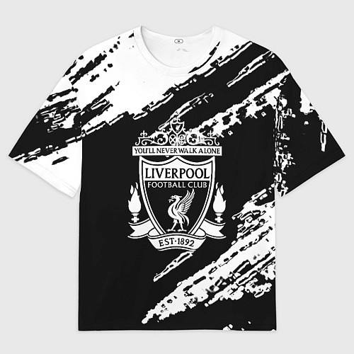 Мужская футболка оверсайз Liverpool белые краски текстура / 3D-принт – фото 1
