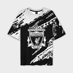 Мужская футболка оверсайз Liverpool белые краски текстура